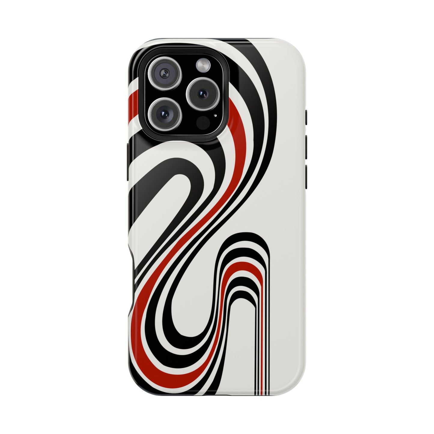 Retro Black & Red Wave Phone Case – MagSafe Compatible for iPhone & Samsung Galaxy