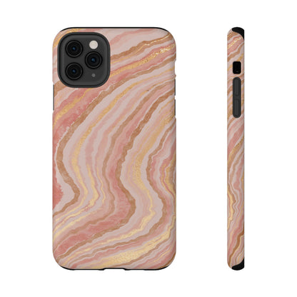 Rose Gold Marble Wave Phone Case – MagSafe Compatible for iPhone & Samsung Galaxy