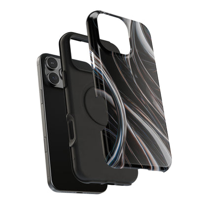 Black Metallic Streaks Phone Case – MagSafe Compatible for iPhone & Samsung Galaxy