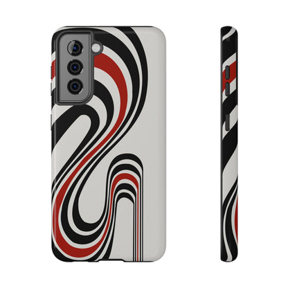 Retro Black & Red Wave Phone Case – MagSafe Compatible for iPhone & Samsung Galaxy