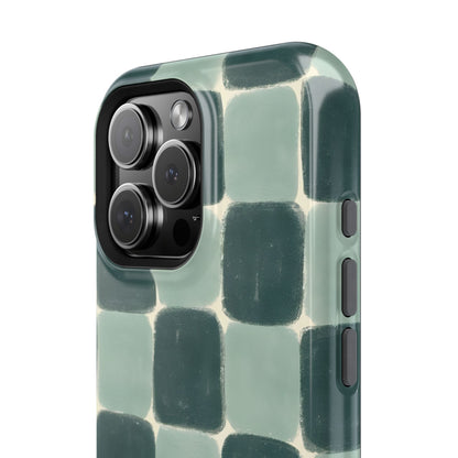 Green Checkerboard Retro Phone Case – MagSafe Compatible for iPhone & Samsung Galaxy