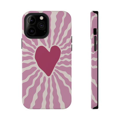 Retro Radiant Heart Phone Case – MagSafe Compatible for iPhone & Samsung Galaxy