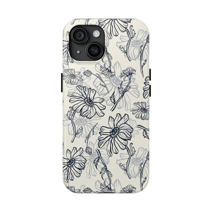 Artsy Flower Drawing Sketch iPhone 11-15 Case - Minimal Phone Case