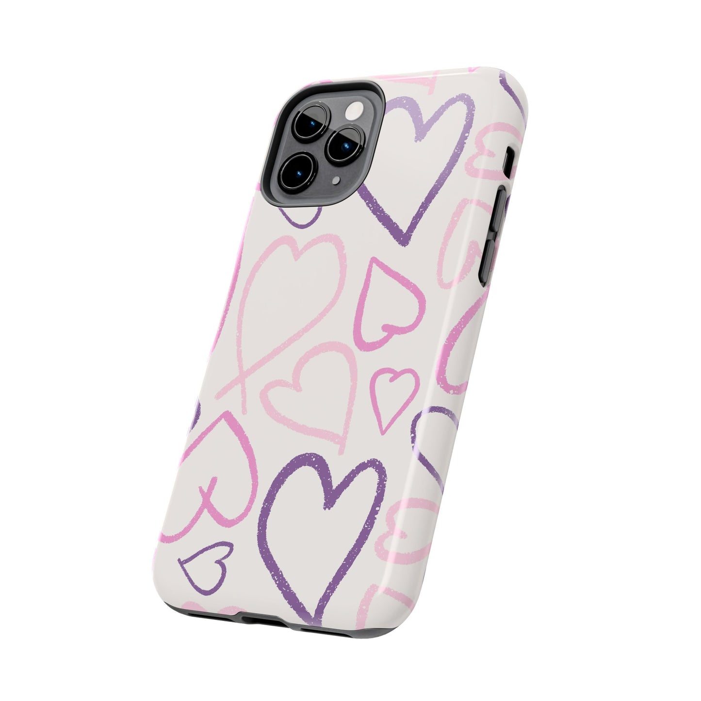 Cute Aesthetic Pink Heart Sketch for iPhone 11-16 All Sizes