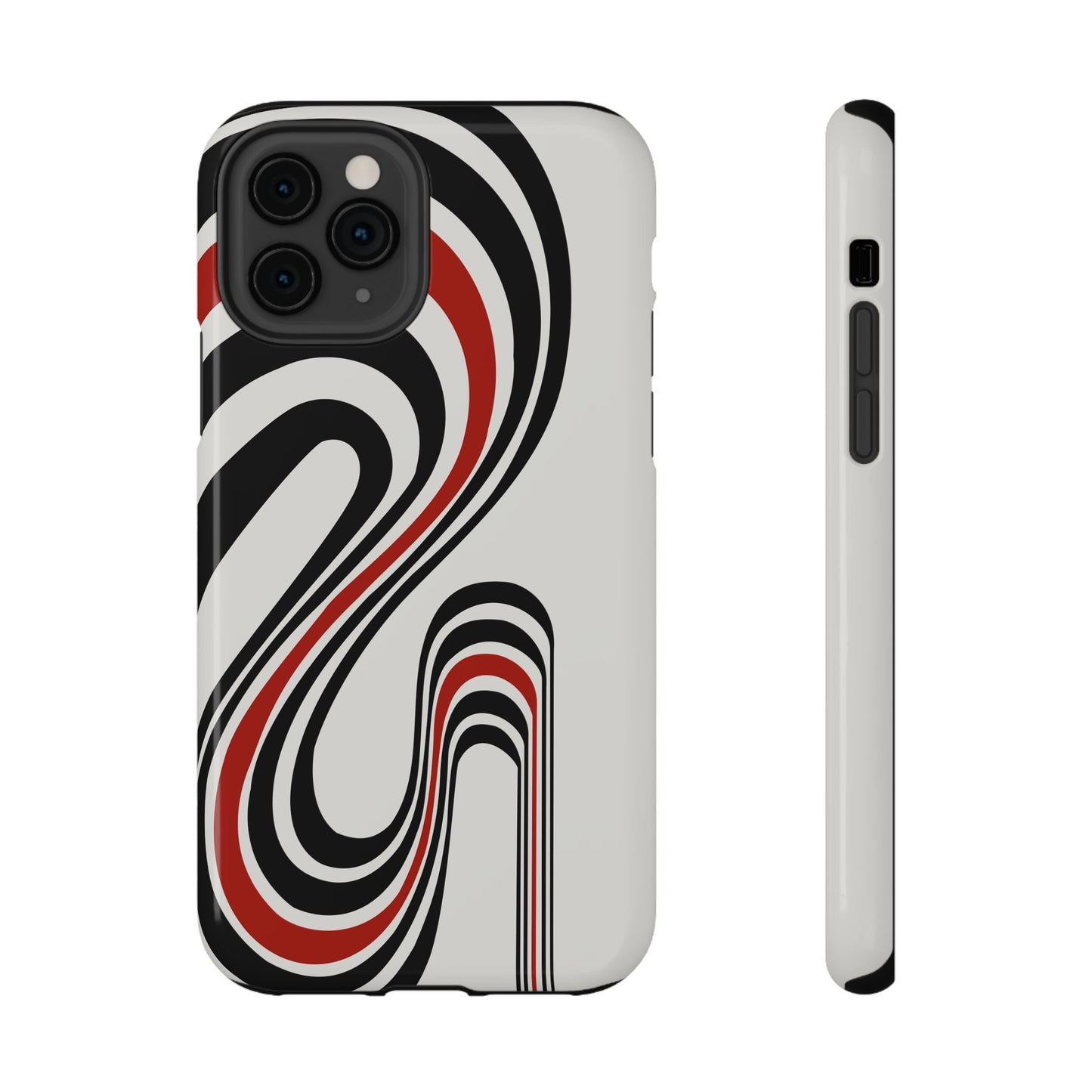 Retro Black & Red Wave Phone Case – MagSafe Compatible for iPhone & Samsung Galaxy