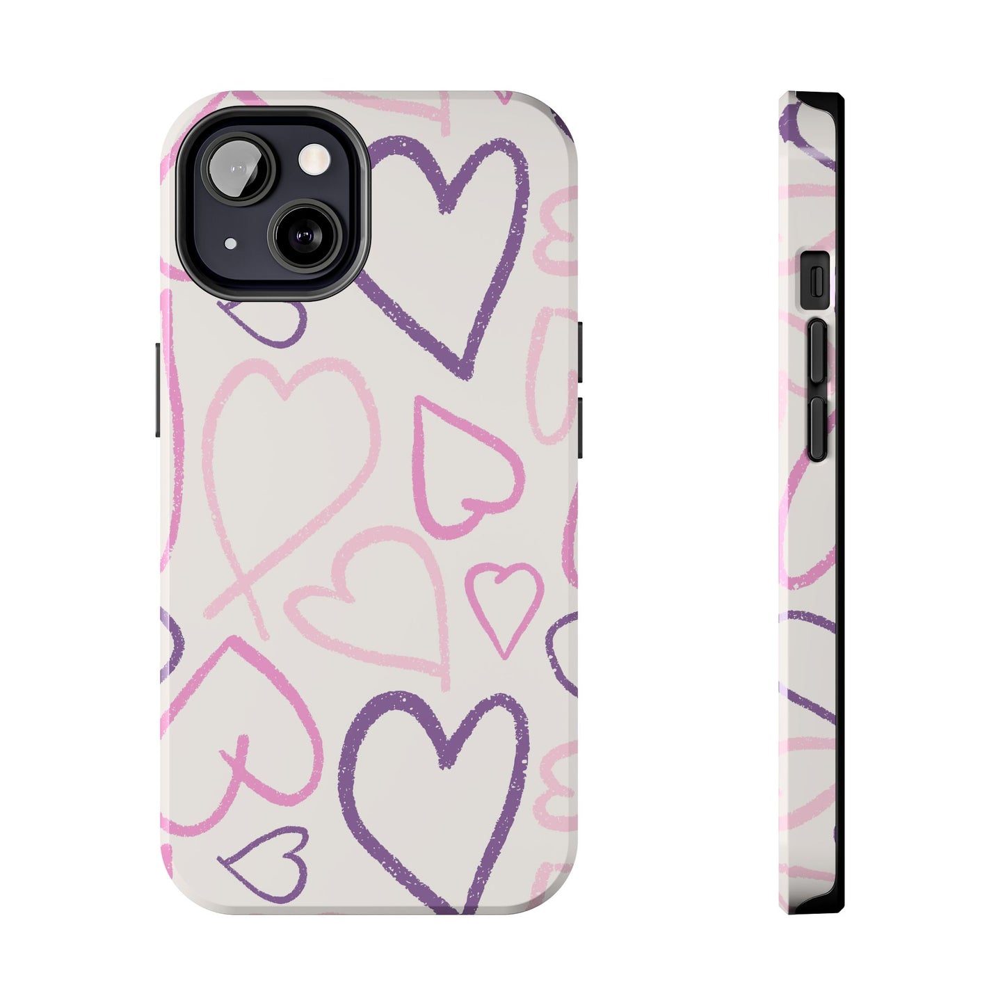 Cute Aesthetic Pink Heart Sketch for iPhone 11-16 All Sizes