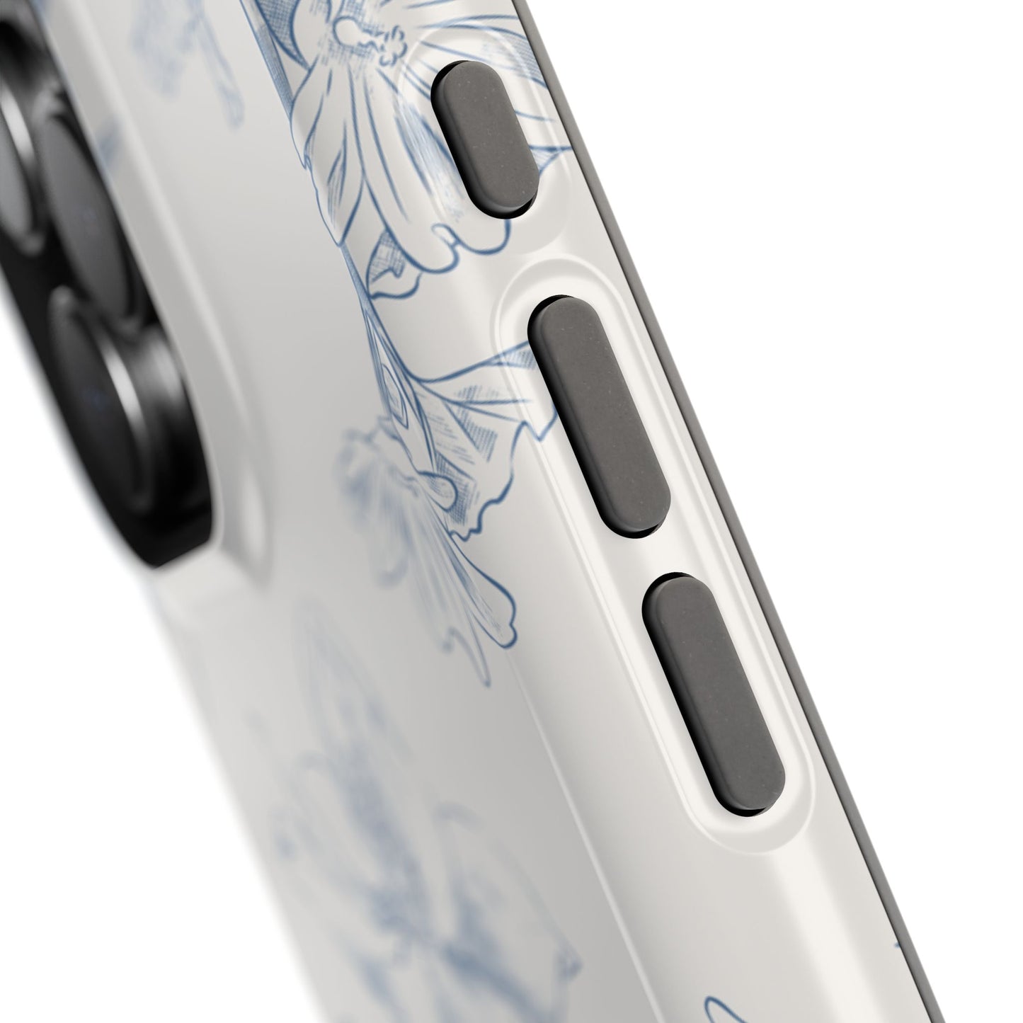 Vintage Blue Botanical Sketch Phone Case – MagSafe Compatible for iPhone & Samsung Galaxy