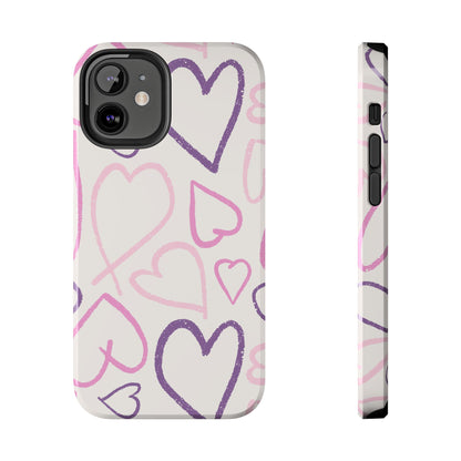 Cute Aesthetic Pink Heart Sketch for iPhone 11-16 All Sizes