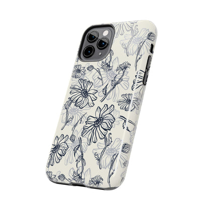 Artsy Flower Drawing Sketch iPhone 11-15 Case - Minimal Phone Case