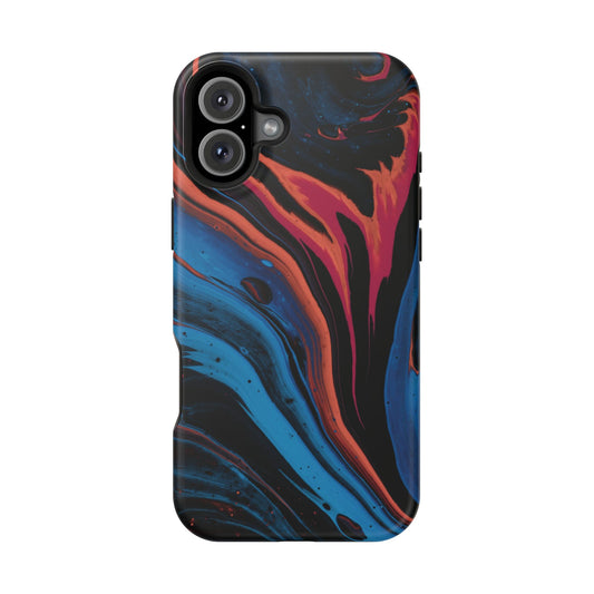 Crimson & Cobalt Fusion Marble Phone Case – MagSafe Compatible for iPhone & Samsung Galaxy