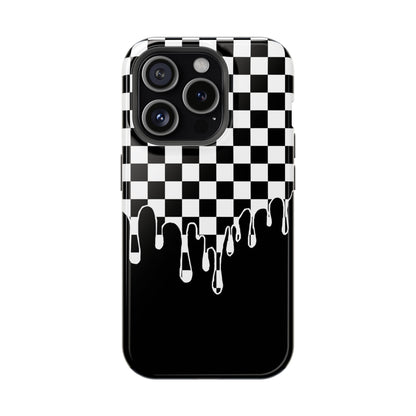 Dripping Checkerboard Phone Case – MagSafe Compatible for iPhone & Samsung Galaxy