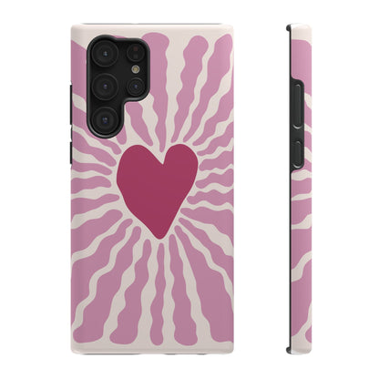 Retro Radiant Heart Phone Case – MagSafe Compatible for iPhone & Samsung Galaxy