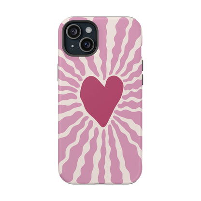Retro Radiant Heart Phone Case – MagSafe Compatible for iPhone & Samsung Galaxy