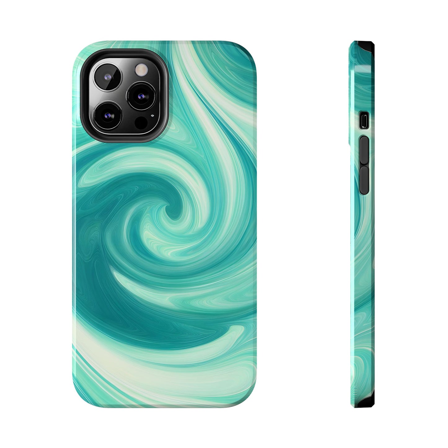 Turquoise Abstract Swirls Tough iPhone Case - iPhone 15-11 All Sizes