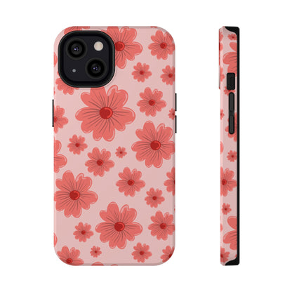 Blush Red Floral Phone Case – MagSafe Compatible for iPhone & Samsung Galaxy
