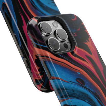 Crimson & Cobalt Fusion Marble Phone Case – MagSafe Compatible for iPhone & Samsung Galaxy