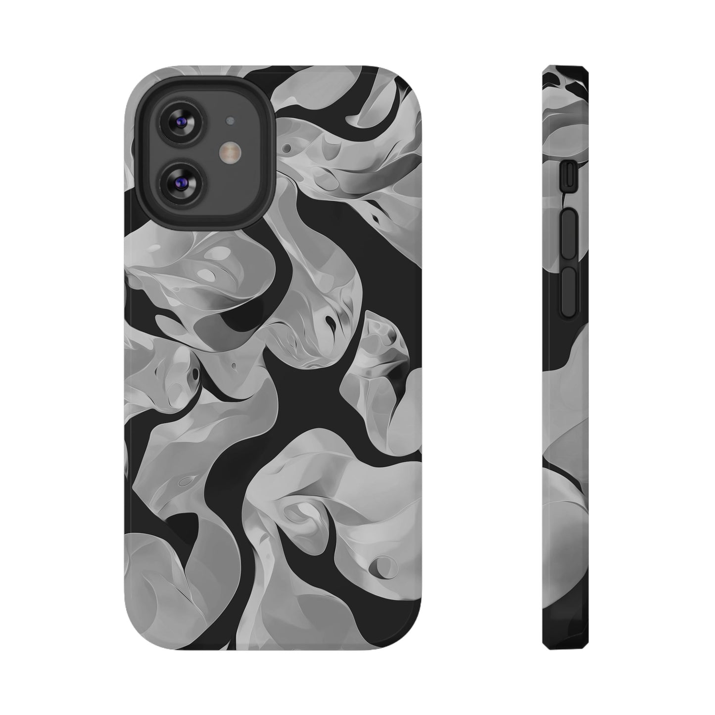 Abstract Monochrome Swirl Phone Case – MagSafe Compatible for iPhone & Samsung Galaxy