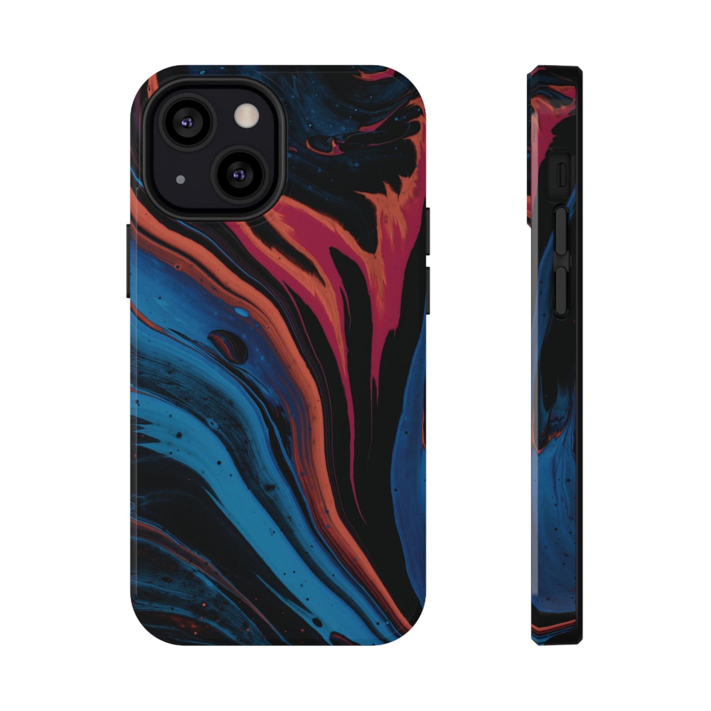 Crimson & Cobalt Fusion Marble Phone Case – MagSafe Compatible for iPhone & Samsung Galaxy