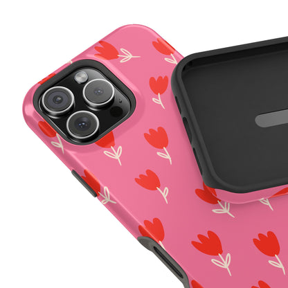 Red Tulip Bloom Phone Case – MagSafe Compatible for iPhone & Samsung Galaxy