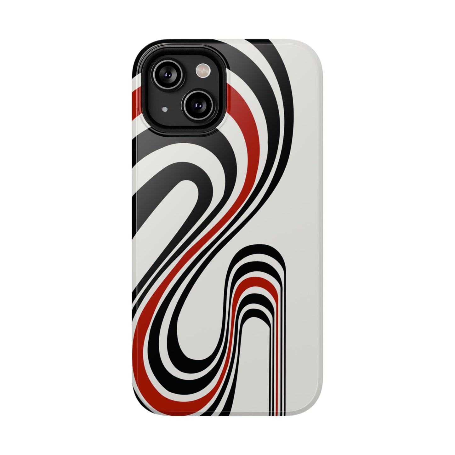 Retro Black & Red Wave Phone Case – MagSafe Compatible for iPhone & Samsung Galaxy