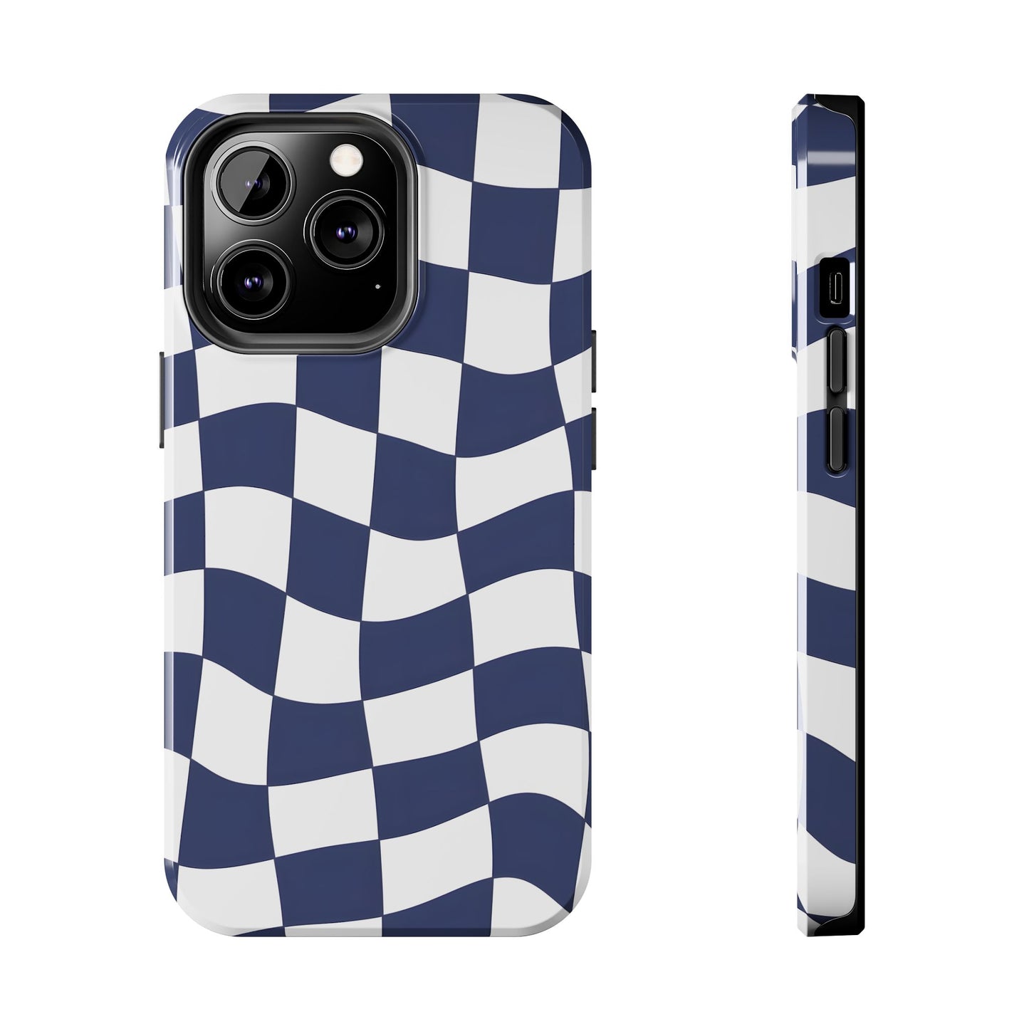 Blue Checkered Tough Phone Case - iPhone 15-11 All Sizes