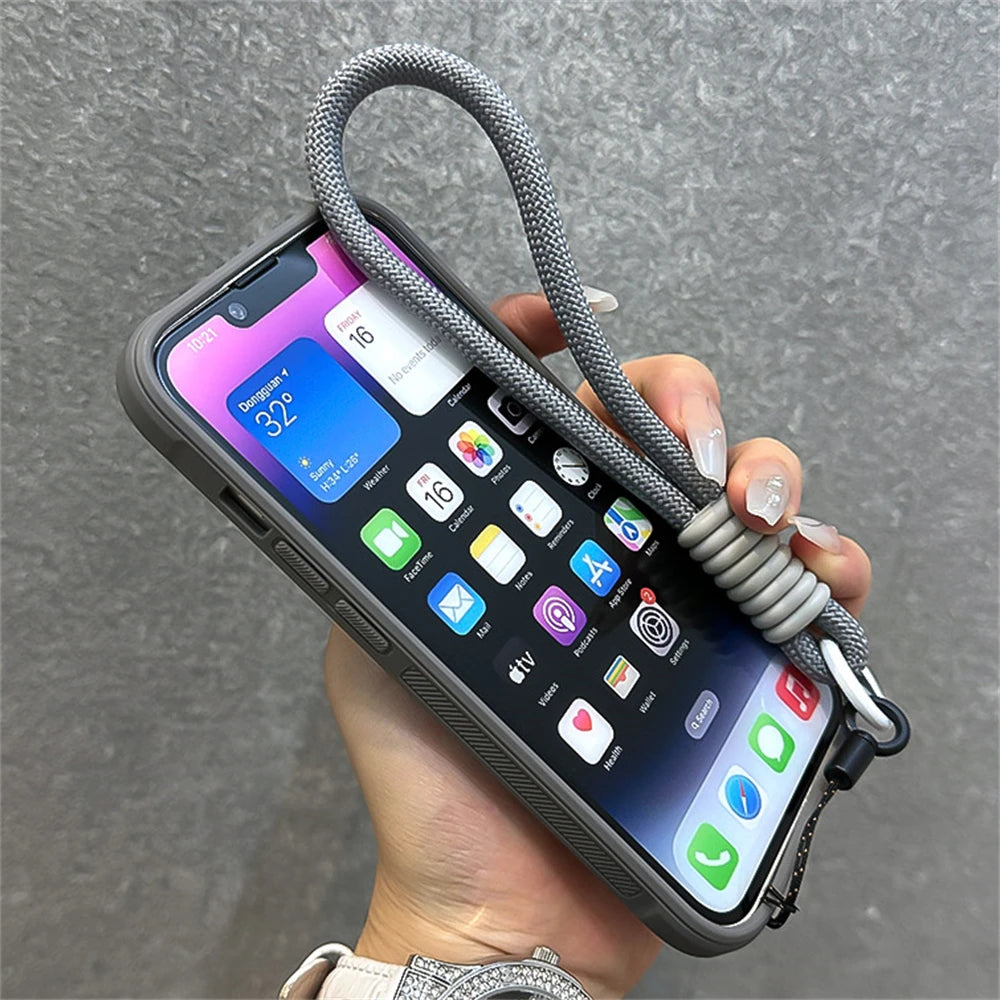 Acrylic Card Holder Clear Phone Case for iPhone 11-16 Pro Max Hand Strap Camera Stand Bracket Shockproof Cover - Phone Case Charm - Phone Case Hand Strap