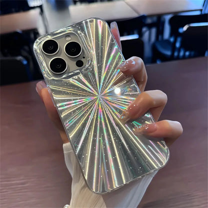 "Stunning Luxury Laser Glitter Rainbow Water Ripple Phone Case for iPhone 16 Pro Max & 15/14/13/12/11 Pro Max - Fashionable Shockproof Protection!"