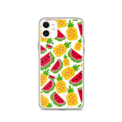 Retro Pixel Fruits Clear iPhone Case for iPhone 15-11 All Sizes