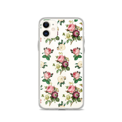 Vintage Flowers Clear iPhone Case - iPhone 15-11 All Sizes