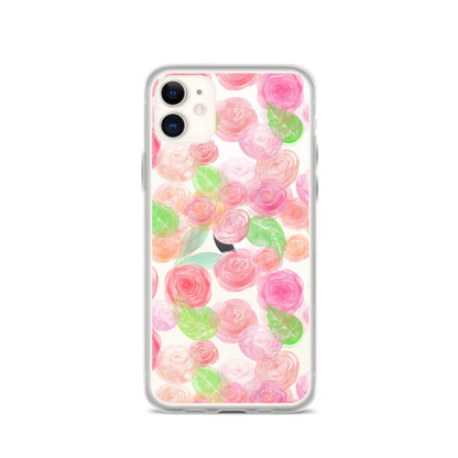 Pastel Roses Clear iPhone Case - iPhone 15-11 All SIzes