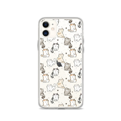 Cute Cartoon Cat Clear iPhone Case - iPhone 15-11 All Sizes