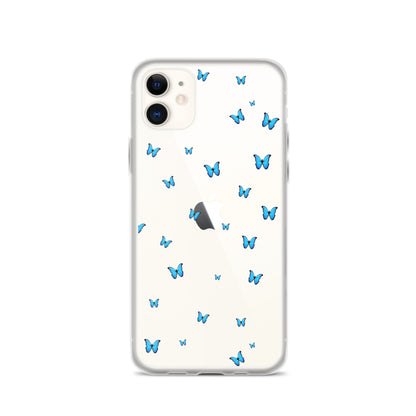 Blue Butterflies Clear iPhone Case - iPhone 15-11 All Sizes