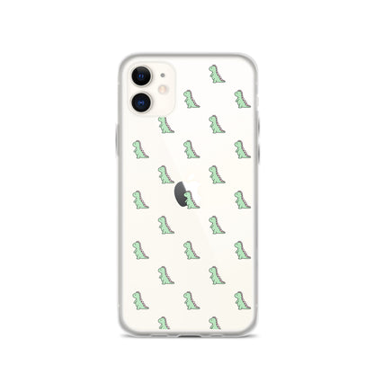 Green Little Dinosaur Clear iPhone Case - iPhone 15-11 All Sizes