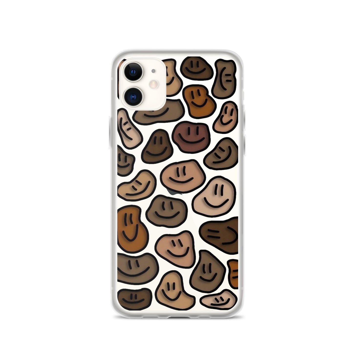 Brown Smiley Faces Clear iPhone Case - iPhone 15-11 All Sizes