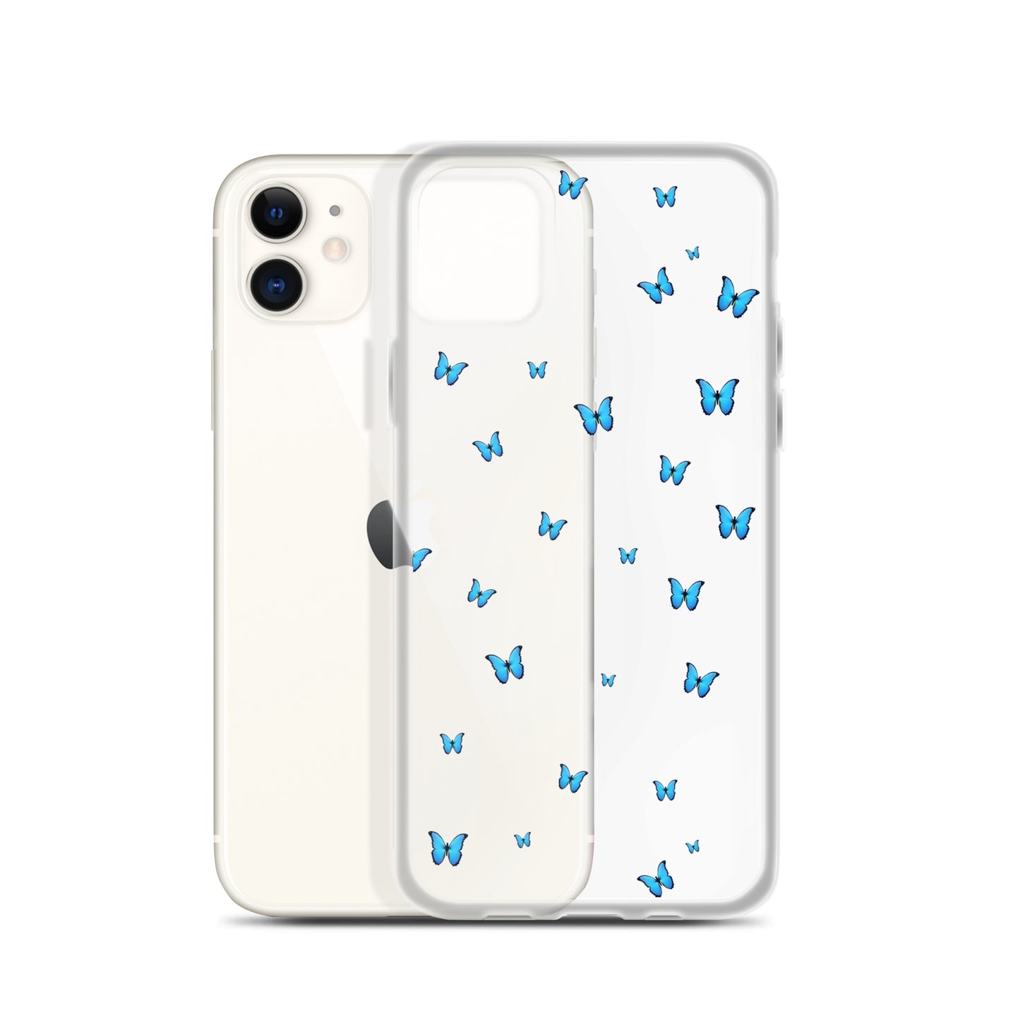 Blue Butterflies Clear iPhone Case - iPhone 15-11 All Sizes