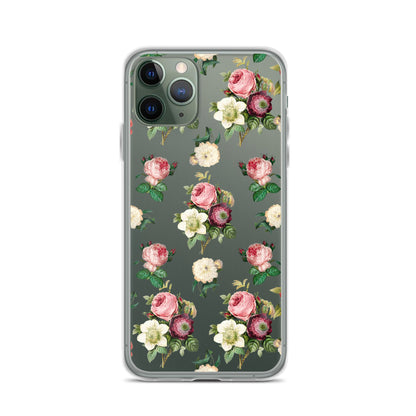 Vintage Flowers Clear iPhone Case - iPhone 15-11 All Sizes