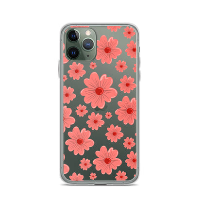 Pink Flower Clear iPhone Case - iPhone 15-11 All Sizes