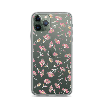 Cute Pink Flower Clear iPhone Case - iPhone 15-11 All Sizes