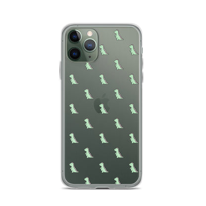 Green Little Dinosaur Clear iPhone Case - iPhone 15-11 All Sizes