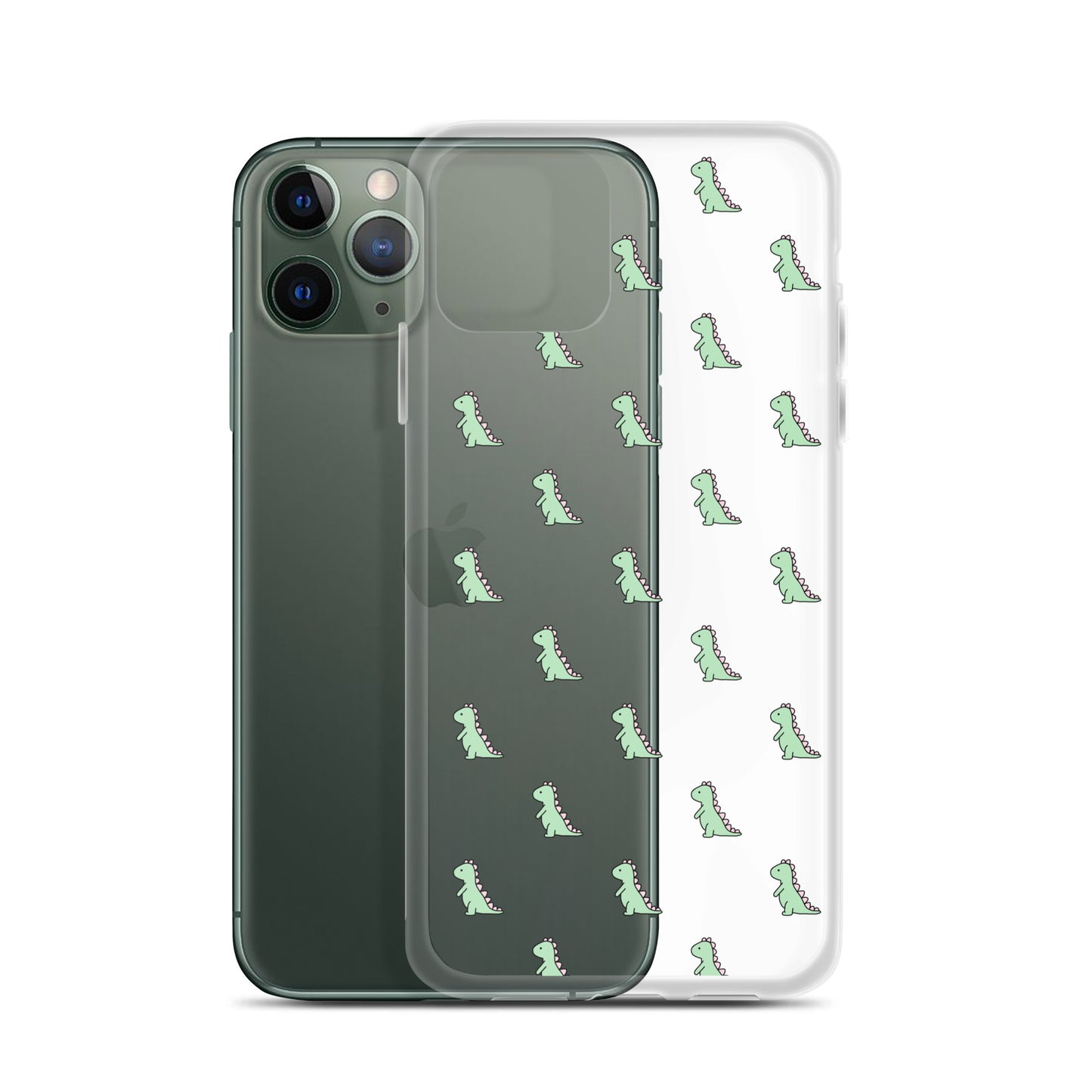 Green Little Dinosaur Clear iPhone Case - iPhone 15-11 All Sizes