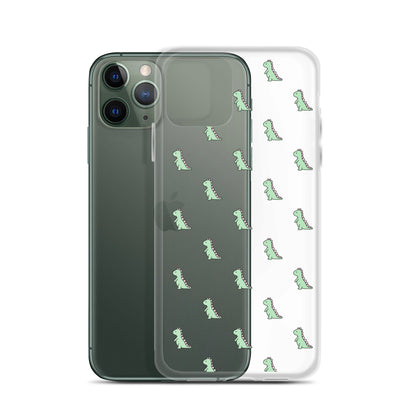 Green Little Dinosaur Clear iPhone Case - iPhone 15-11 All Sizes