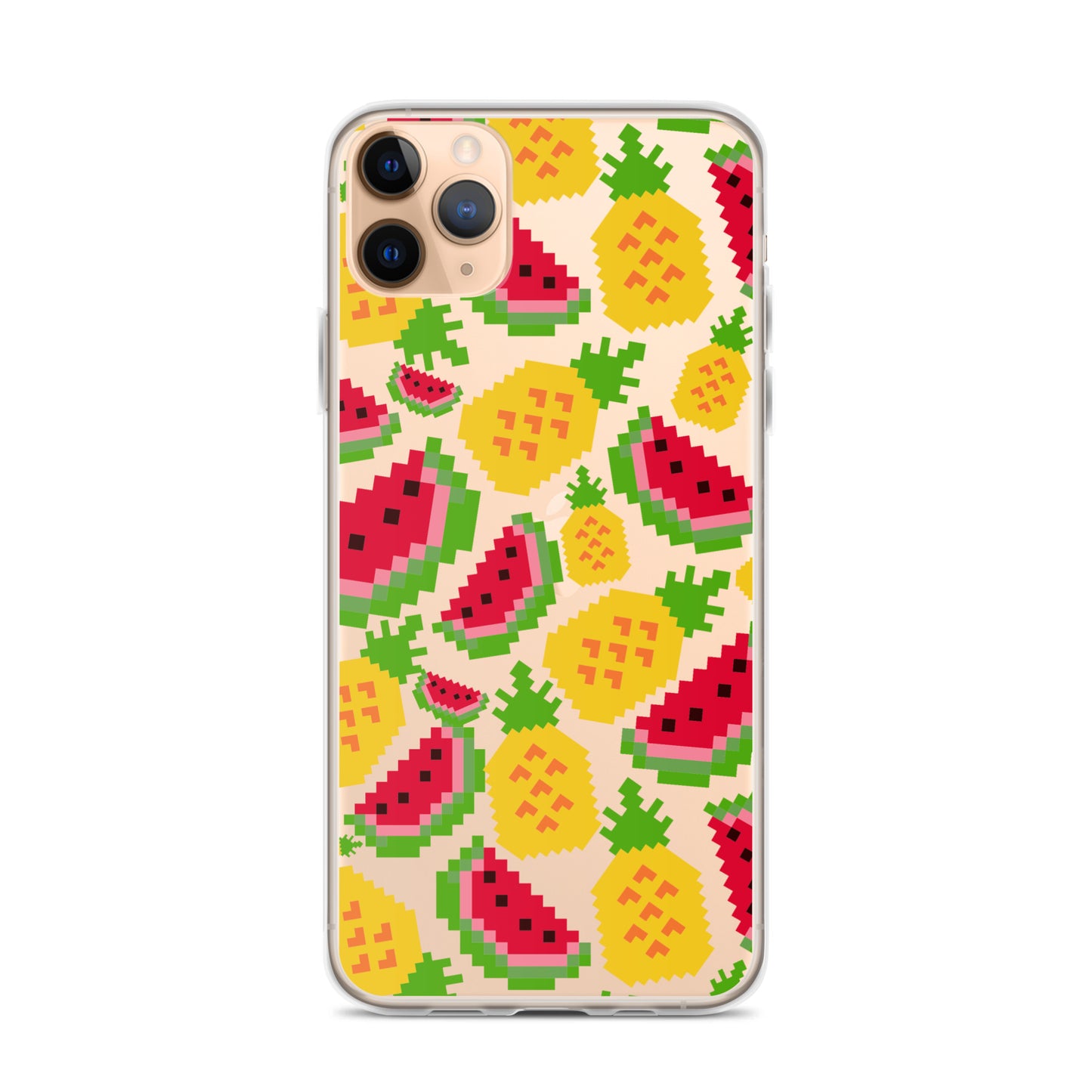 Retro Pixel Fruits Clear iPhone Case for iPhone 15-11 All Sizes