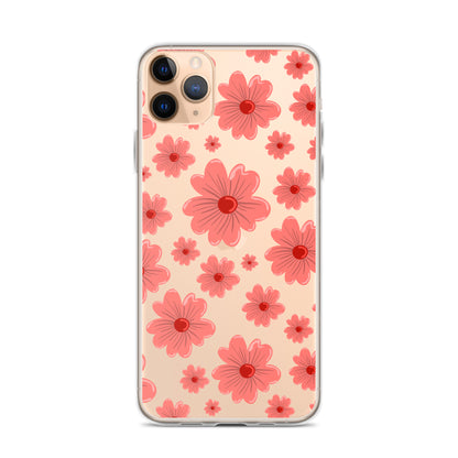 Pink Flower Clear iPhone Case - iPhone 15-11 All Sizes