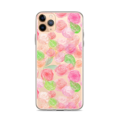 Pastel Roses Clear iPhone Case - iPhone 15-11 All SIzes