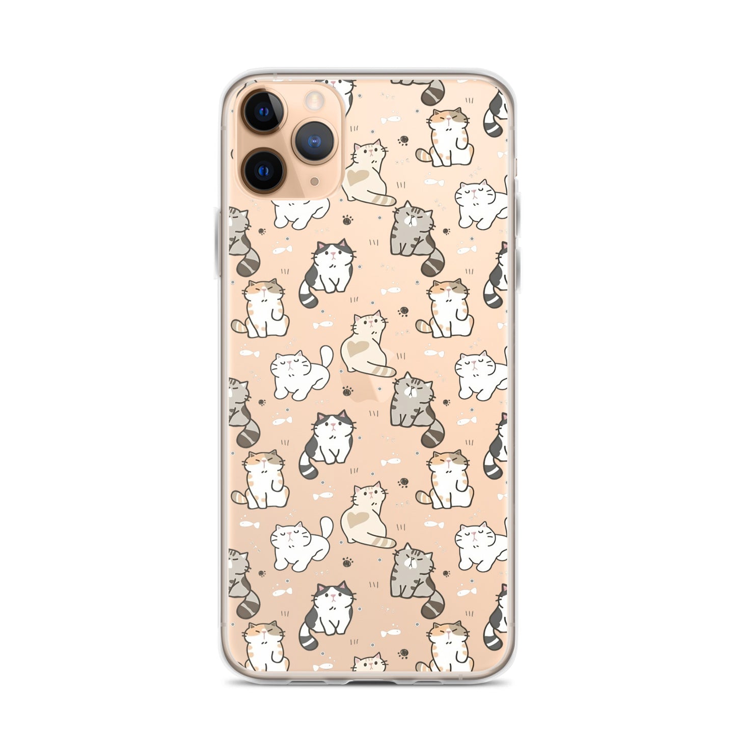 Cute Cartoon Cat Clear iPhone Case - iPhone 15-11 All Sizes