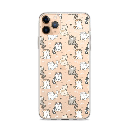 Cute Cartoon Cat Clear iPhone Case - iPhone 15-11 All Sizes