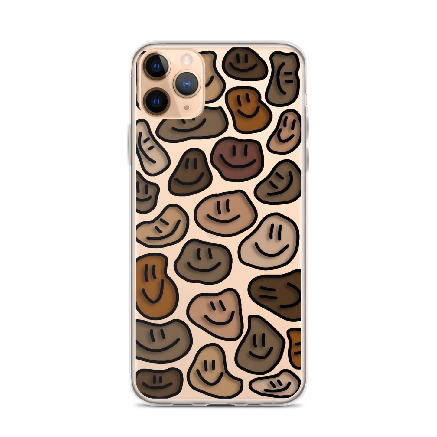 Brown Smiley Faces Clear iPhone Case - iPhone 15-11 All Sizes