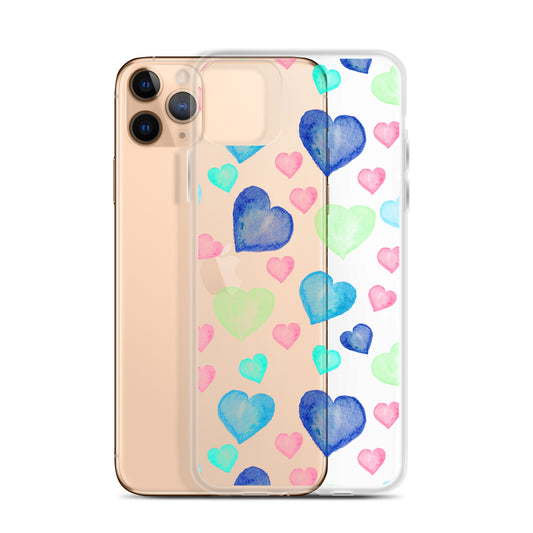 Colorful Hearts Clear iPhone Case - iPhone 15-11 All Sizes