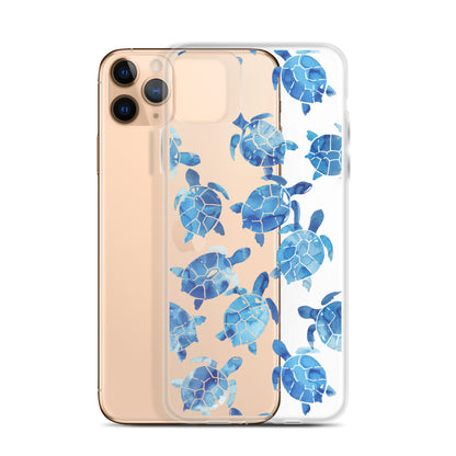 Blue Sea Turtle Clear iPhone Case - iPhone 15-11 All Sizes