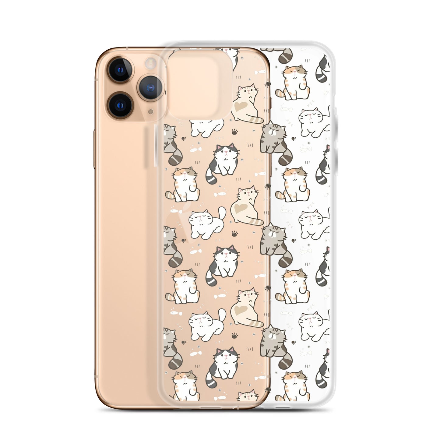 Cute Cartoon Cat Clear iPhone Case - iPhone 15-11 All Sizes